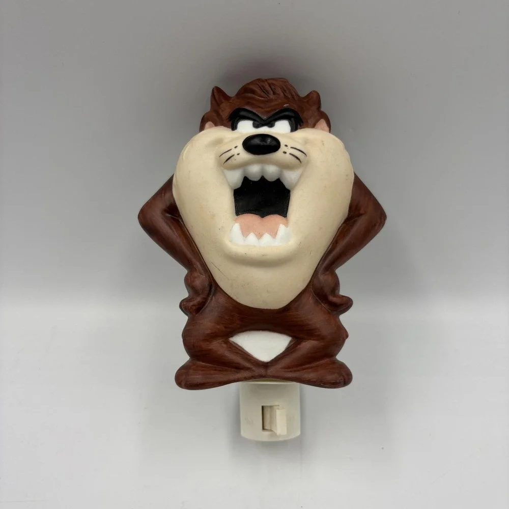 Warner Bros Looney Tunes Taz Night Light Plug In Brown Bathroom Hallway Kids VTG